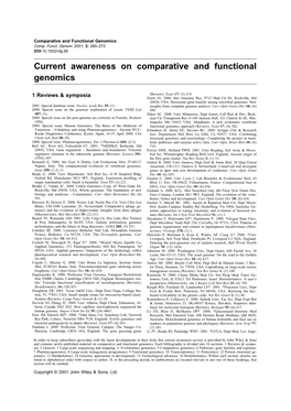 Current Awareness on Comparative and Functional Genomics