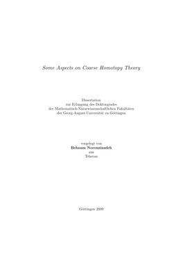 Some Aspects on Coarse Homotopy Theory