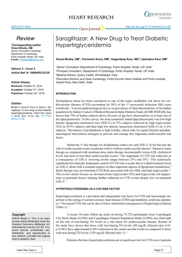 Saroglitazar: a New Drug to Treat Diabetic Hypertriglyceridemia Review