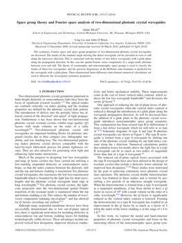 Space Group Theory and Fourier Space Analysis of Two-Dimensional Photonic Crystal Waveguides