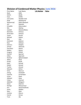Division of Condensed Matter Physics: June 2016