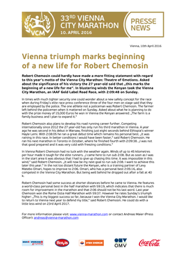 Vienna Triumph Marks Beginning of a New Life for Robert Chemosin