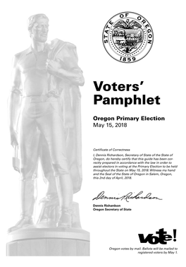 Voters' Pamphlet Primary Election 2018 for Lane County