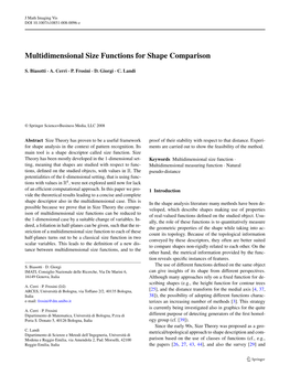 Multidimensional Size Functions for Shape Comparison