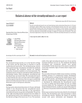 Unilateral Absence of the Sternothyroid Muscle: a Case Report