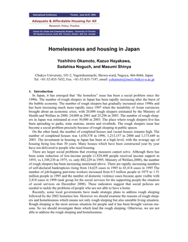 Homelessness and Housing in Japan