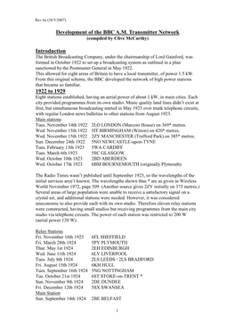 Development of the BBC A.M. Transmitter Network. Rev 6A