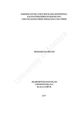 Kajian Perbandingan Kerukunan Umat Islam Dan Hindu Di Bali Dan Jawa Timur