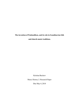 The Invention of Psalmodikon, and Its Role in Scandinavian Folk and Church Music Traditions