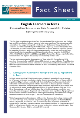 English Learners in Texas Demographics, Outcomes, and State Accountability Policies