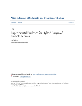 Experimental Evidence for Hybrid Origin of Dichelostemma Lee W