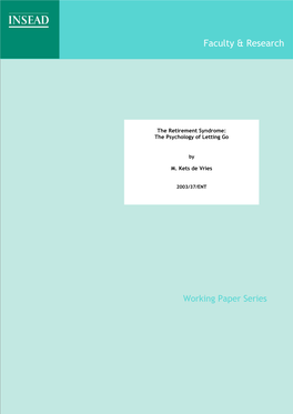 The Retirement Syndrome: the Psychology of Letting Go