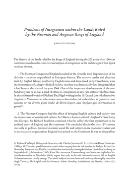 Problems of Integration Within the Lands Ruled by the Norman and Angevin Kings of England