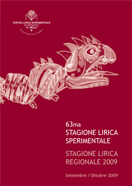 Programma Di Sala Stagione Lirica Sperimentale 2009