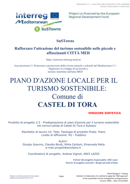 PIANO D'azione LOCALE PER IL TURISMO SOSTENIBILE: Comune