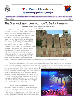 The Greatest Lesson Learned: How to Be an Armenian Because Being 