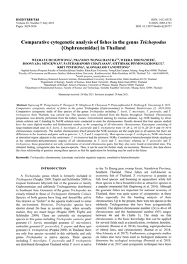 Comparative Cytogenetic Analysis of Fishes in the Genus Trichopodus (Osphronemidae) in Thailand