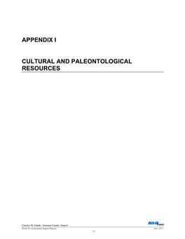 Appendix I Cultural and Paleontological Resources