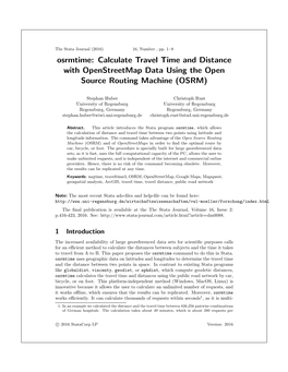 Osrmtime: Calculate Travel Time and Distance with Openstreetmap Data Using the Open Source Routing Machine (OSRM)