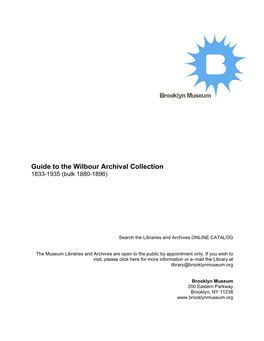 Guide to the Wilbour Archival Collection 1833-1935 (Bulk 1880-1896)