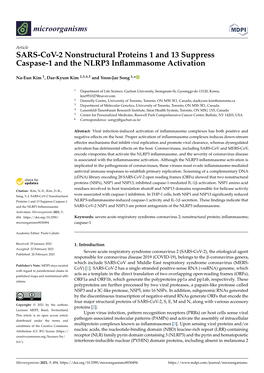 SARS-Cov-2 Nonstructural Proteins 1 and 13 Suppress Caspase-1 and the NLRP3 Inﬂammasome Activation