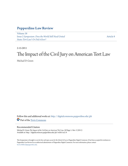 The Impact of the Civil Jury on American Tort Law, 38 Pepp