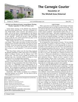 The Carnegie Courier Newsletter of the Mitchell Area Historical