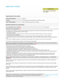 Age UK Country United Kingdom of Great Britain and Northern Ireland Type of Organization Open-Ended Working Group on Ageing