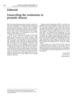 Editorial Unravelling the Confusions in Prostatic Disease