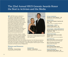 The 22Nd Annual HSUS Genesis Awards Honor the Best in Activism and the Media