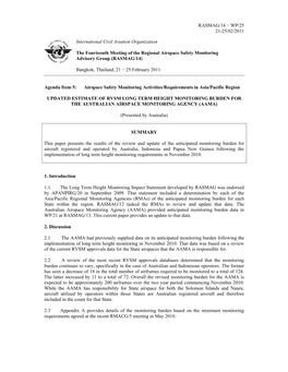 RASMAG/14 − WP/25 21-25/02/2011 International Civil Aviation Organization the Fourteenth Meeting of the Regional Airspace Safe