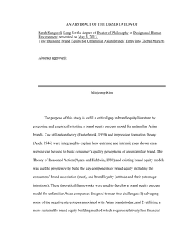 AN ABSTRACT of the DISSERTATION of Sarah