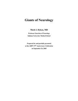 Giants of Neurology