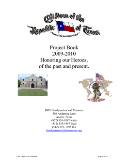 Project Book 2009-2010 Honoring Our Heroes, of the Past and Present