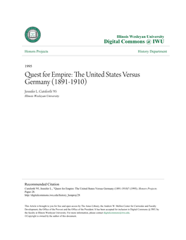 Quest for Empire: the United States Versus Germany (1891-1910)