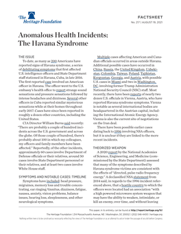 Anomalous Health Incidents: the Havana Syndrome