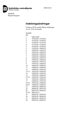 Årliga Utdrag Ur Publikationen Rikets Indelningar 1974–2006 (Pdf)