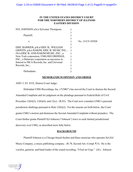 1:15-Cv-03928 Document #: 99 Filed: 06/28/16 Page 1 of 11 Pageid