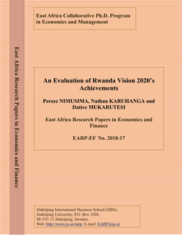 An Evaluation of Rwanda Vision 2020'S Achievements