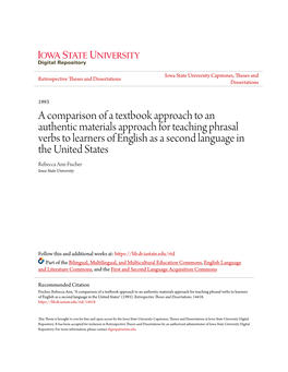 A Comparison of a Textbook Approach to an Authentic Materials Approach