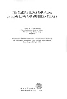 The Marine Flora and Fauna of Hong Kong and Southern China V