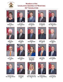 Members of the LEGISLATIVE ASSEMBLY of MANITOBA 42ND LEGISLATURE