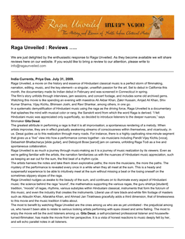 Raga Unveiled : Reviews …