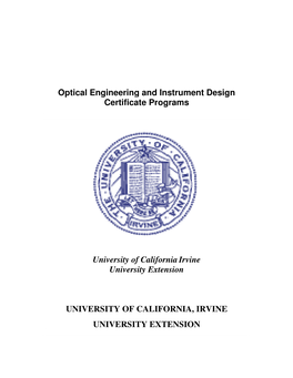 Optical Engineering and Instrument Design Certificate Programs