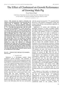 The Effect of Clenbuterol on Growth Performance of Growing Male