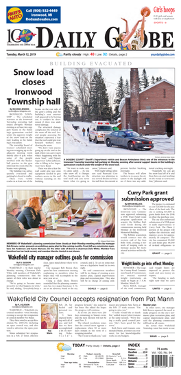 Snow Load Closes Ironwood Township Hall