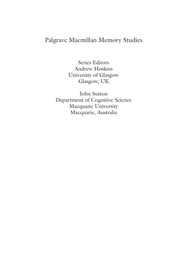 Palgrave Macmillan Memory Studies