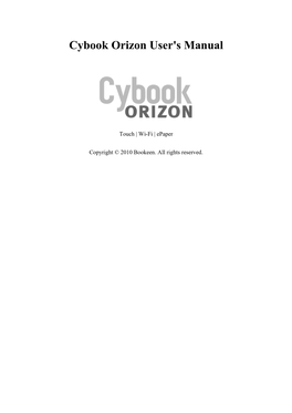 Cybook Orizon User's Manual