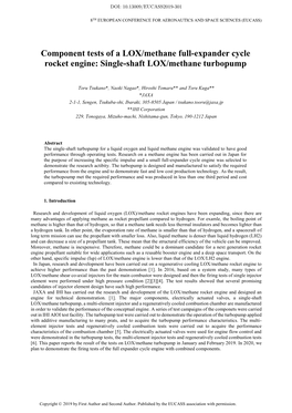 Component Tests of a LOX/Methane Full-Expander Cycle Rocket Engine: Single-Shaft LOX/Methane Turbopump