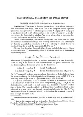 Homological Dimension in Local Rings